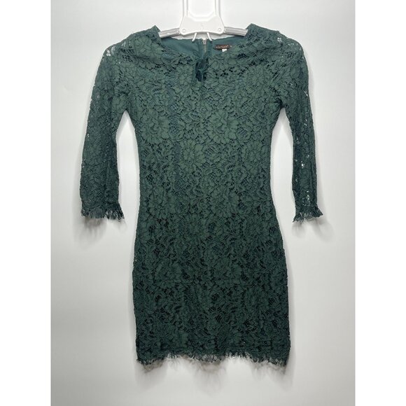 ella moss Green Lace Floral Design Fancy dress Zipped Back Closure Size 14 - Picture 1 of 10